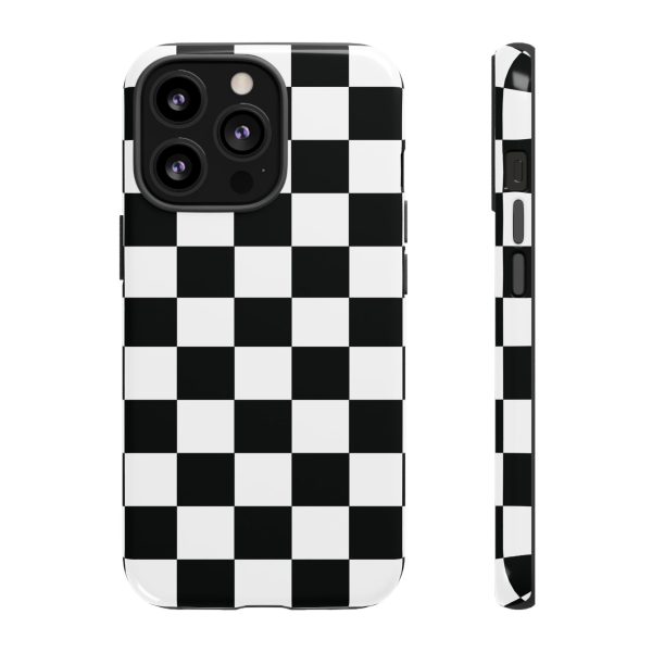 Checkered Tough Cases, Protective Phone Cover, High Gloss Black iPhone Case, Geometric Design, Strong Phone Shell, Phone Accessorie - Image 7