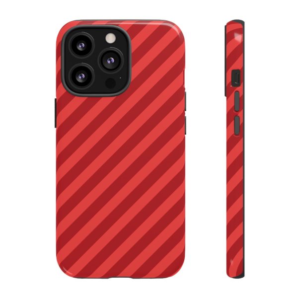 Tough Cases, Phone Case, Red Diagonal Glossy Cover, Protective Tech Accessories, Hard Shell Case, Smartphone Accessories, Fashionable Device - Image 3