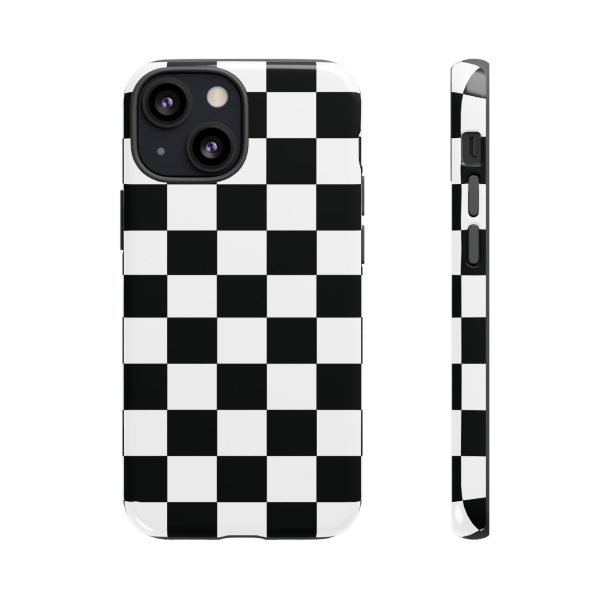 Checkered Tough Cases, Protective Phone Cover, High Gloss Black iPhone Case, Geometric Design, Strong Phone Shell, Phone Accessorie - Image 6