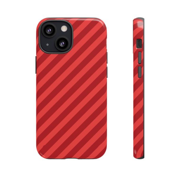 Tough Cases, Phone Case, Red Diagonal Glossy Cover, Protective Tech Accessories, Hard Shell Case, Smartphone Accessories, Fashionable Device - Image 2