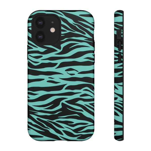 Aqua Cute Wild Tiger Print Pattern Tough Phone Case - Image 7