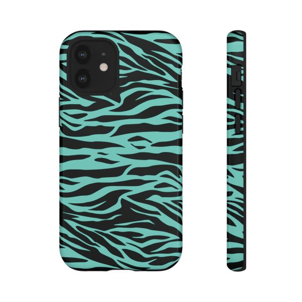 Aqua Cute Wild Tiger Print Pattern Tough Phone Case - Image 6