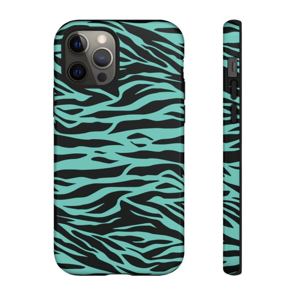 Aqua Cute Wild Tiger Print Pattern Tough Phone Case - Image 8