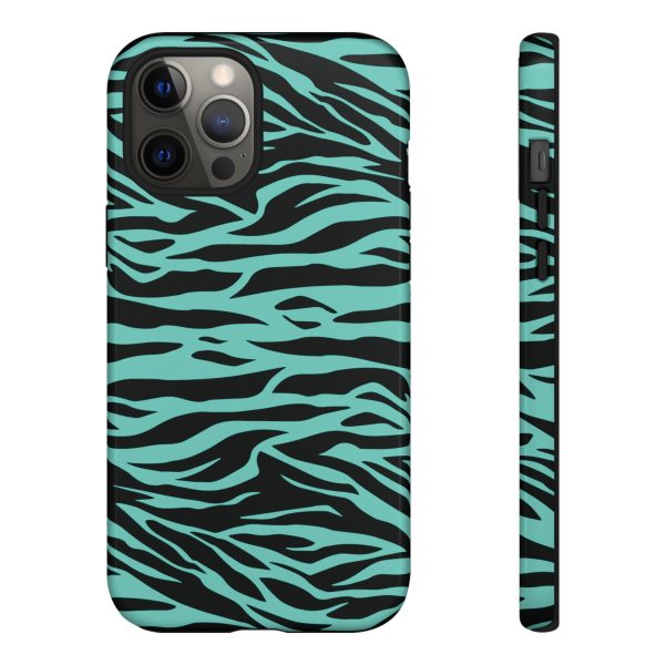 Aqua Cute Wild Tiger Print Pattern Tough Phone Case - Image 9