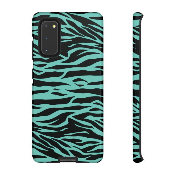 Aqua Cute Wild Tiger Print Pattern Tough Phone Case - Image 3