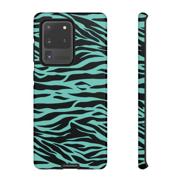 Aqua Cute Wild Tiger Print Pattern Tough Phone Case - Image 4