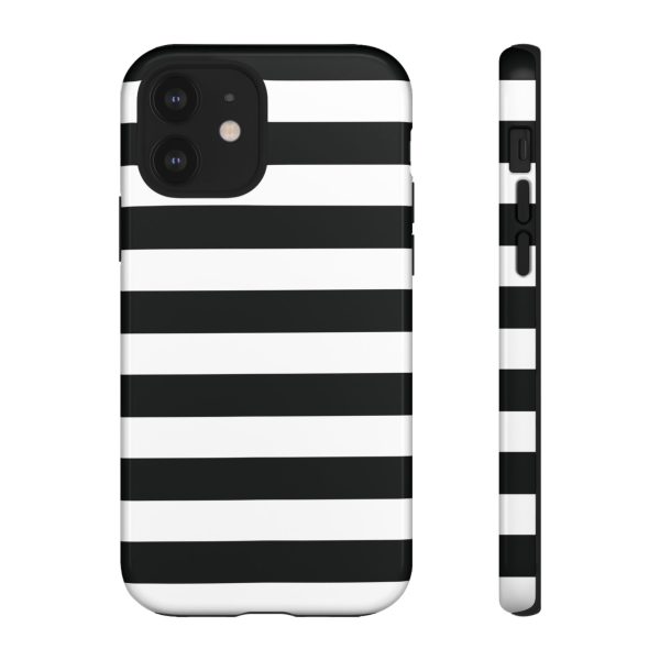 Black and White Stripe Tough Phone Case - Image 5