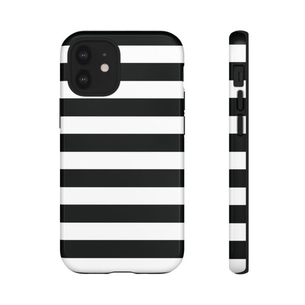 Black and White Stripe Tough Phone Case - Image 4