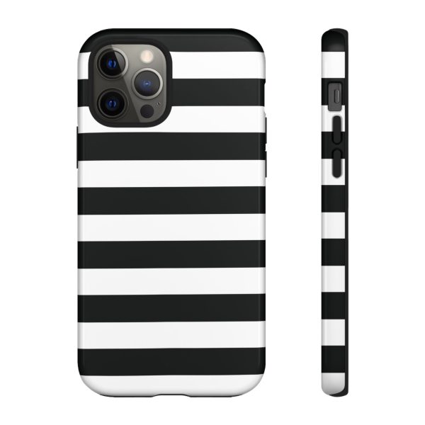 Black and White Stripe Tough Phone Case - Image 6