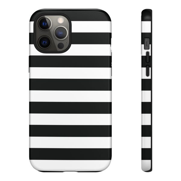 Black and White Stripe Tough Phone Case - Image 7