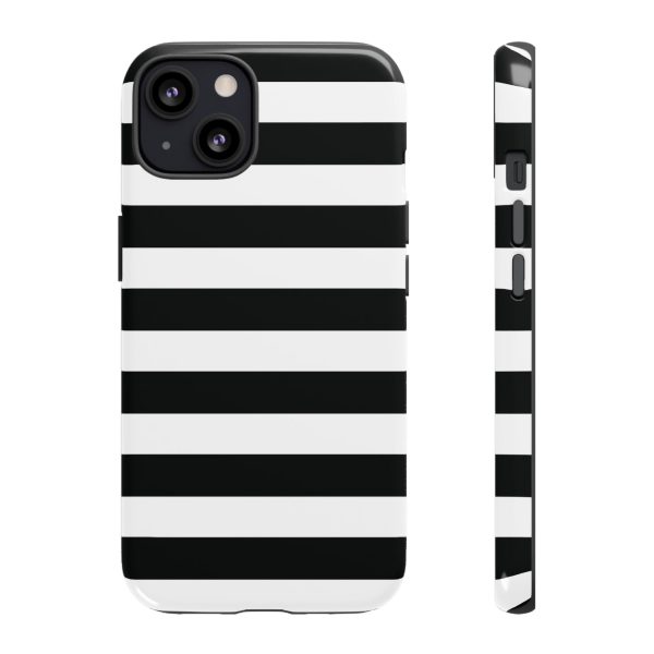 Black and White Stripe Tough Phone Case - Image 8