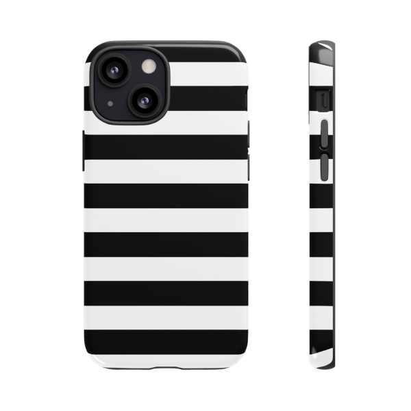 Black and White Stripe Tough Phone Case - Image 9