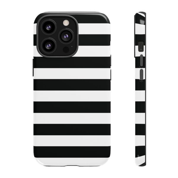 Black and White Stripe Tough Phone Case - Image 10