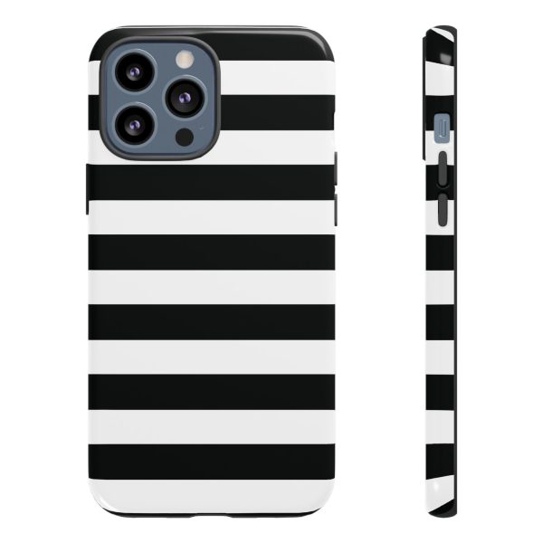 Black and White Stripe Tough Phone Case - Image 11