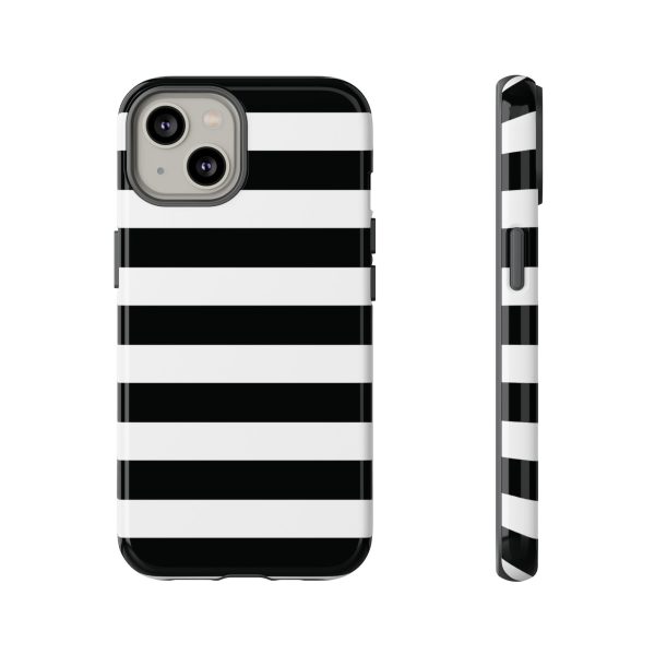 Black and White Stripe Tough Phone Case - Image 22