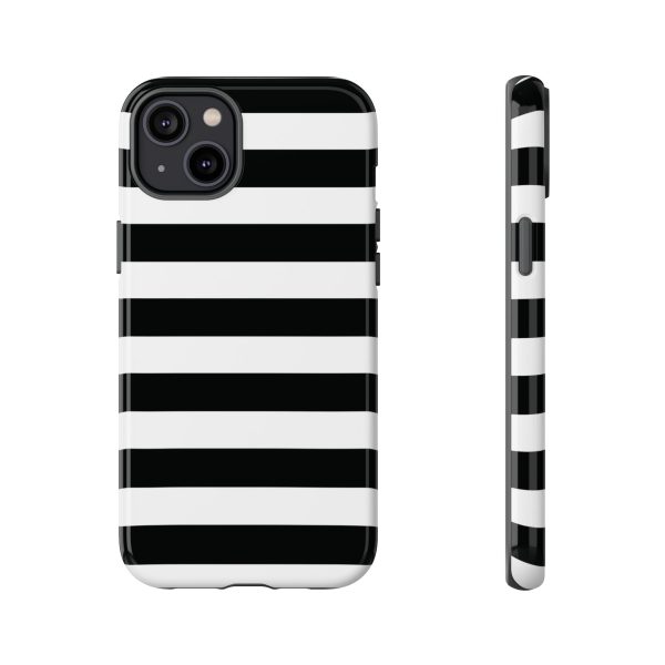 Black and White Stripe Tough Phone Case - Image 24