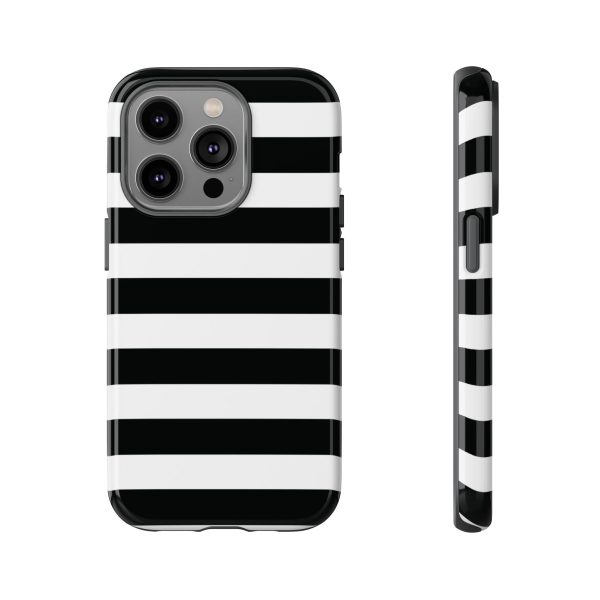 Black and White Stripe Tough Phone Case - Image 23