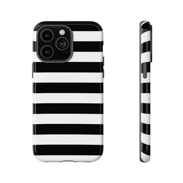 Black and White Stripe Tough Phone Case - Image 25