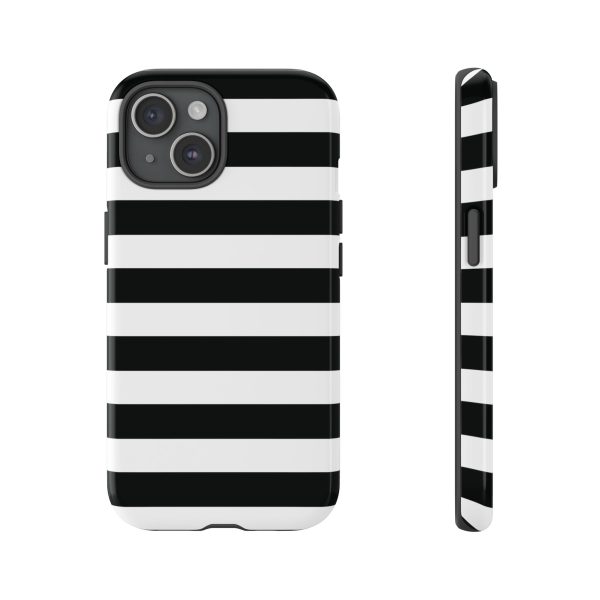 Black and White Stripe Tough Phone Case - Image 31