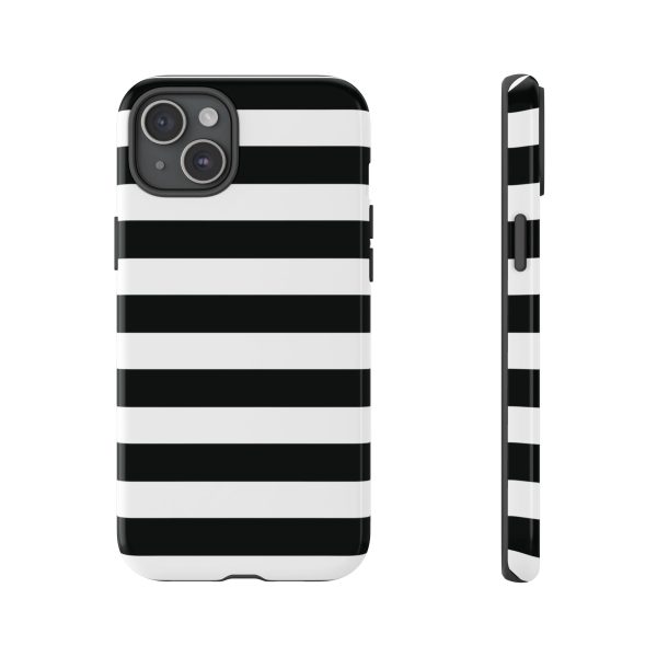 Black and White Stripe Tough Phone Case - Image 32