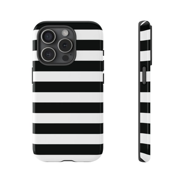 Black and White Stripe Tough Phone Case - Image 33