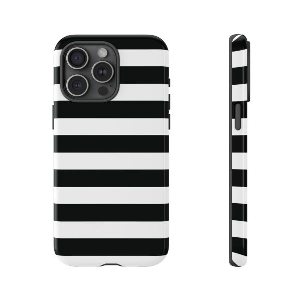 Black and White Stripe Tough Phone Case - Image 34