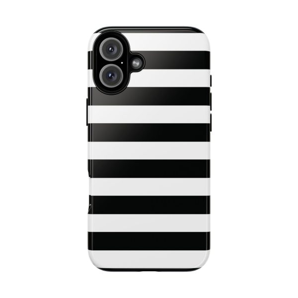 Black and White Stripe Tough Phone Case - Image 41