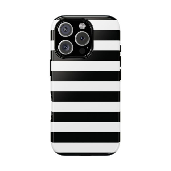 Black and White Stripe Tough Phone Case - Image 42