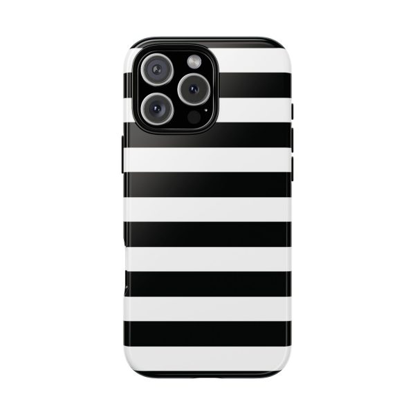 Black and White Stripe Tough Phone Case - Image 43