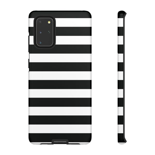 Black and White Stripe Tough Phone Case - Image 3