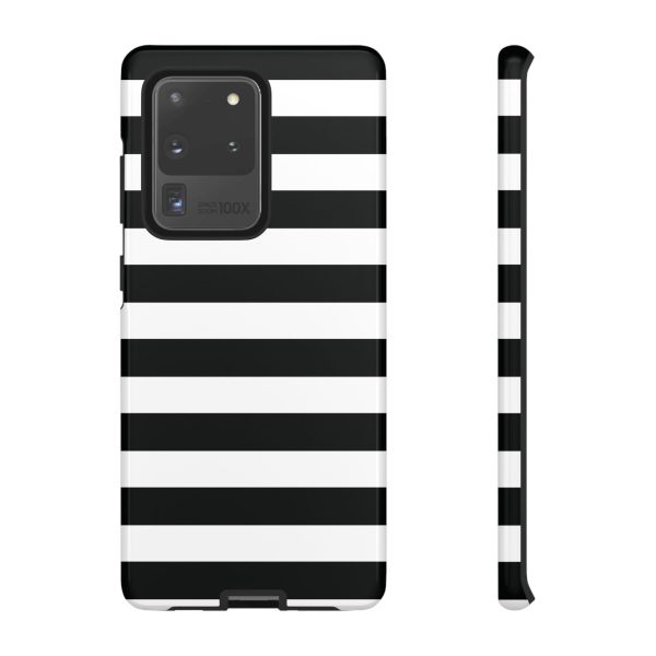 Black and White Stripe Tough Phone Case - Image 2