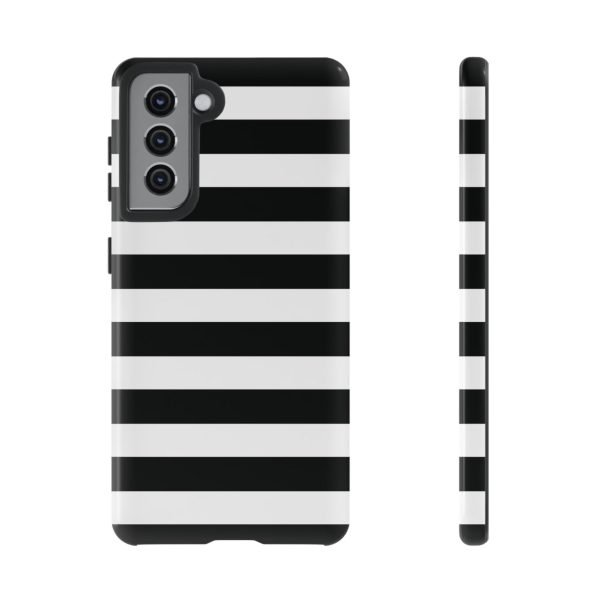 Black and White Stripe Tough Phone Case - Image 12