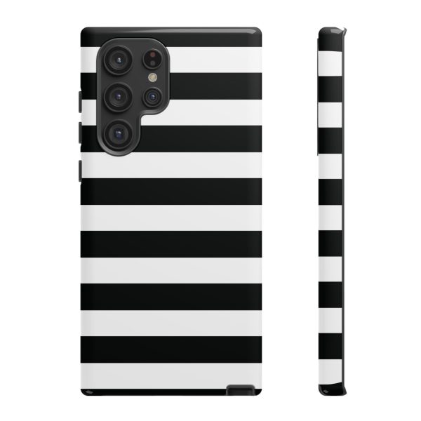 Black and White Stripe Tough Phone Case - Image 21