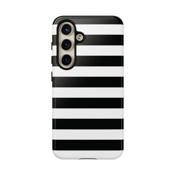 Black and White Stripe Tough Phone Case - Image 35