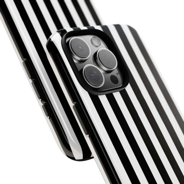 Black & White Horizontal Stripe Tough Phone Case for iPhone, Samsung, and Google Phones - Image 37