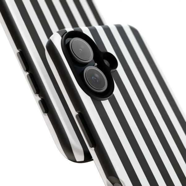 Black & White Horizontal Stripe Tough Phone Case for iPhone, Samsung, and Google Phones - Image 22