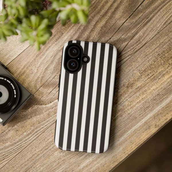 Black & White Horizontal Stripe Tough Phone Case for iPhone, Samsung, and Google Phones - Image 24