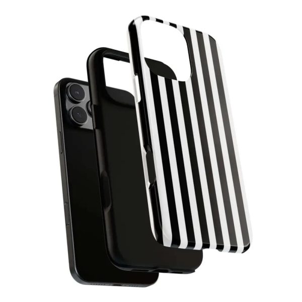 Black & White Horizontal Stripe Tough Phone Case for iPhone, Samsung, and Google Phones - Image 38