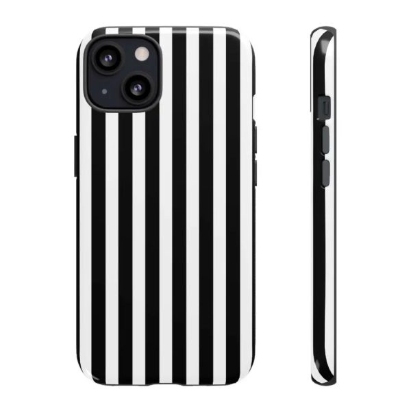 Black & White Horizontal Stripe Tough Phone Case for iPhone, Samsung, and Google Phones - Image 5