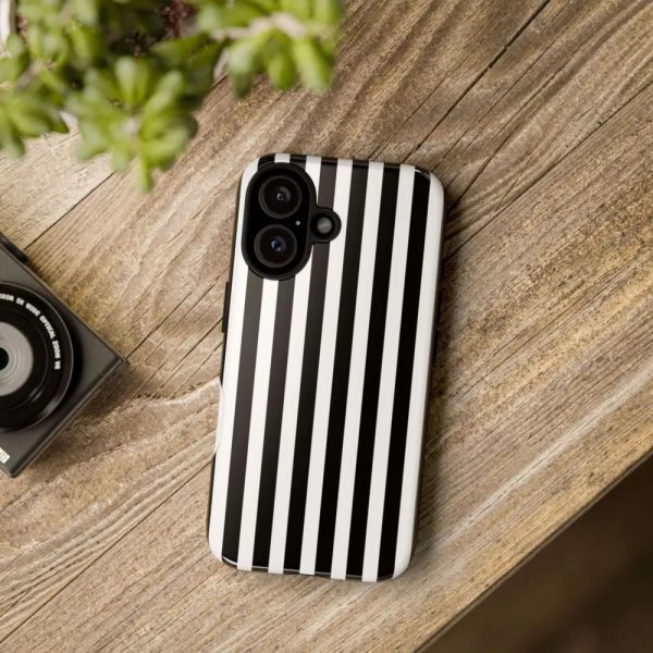 Black & White Horizontal Stripe Tough Phone Case for iPhone, Samsung, and Google Phones - Image 21