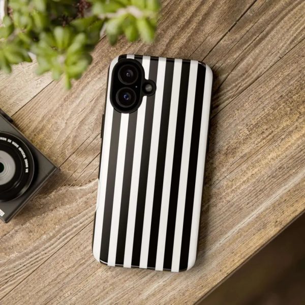 Black & White Horizontal Stripe Tough Phone Case for iPhone, Samsung, and Google Phones - Image 27