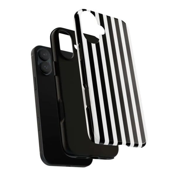 Black & White Horizontal Stripe Tough Phone Case for iPhone, Samsung, and Google Phones - Image 26