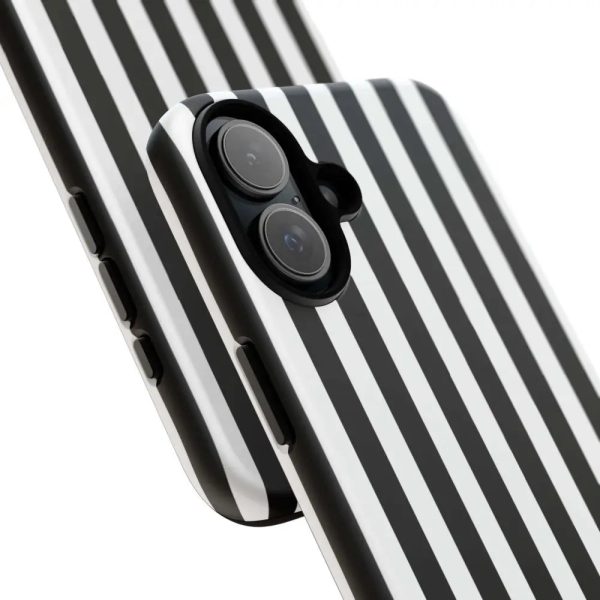 Black & White Horizontal Stripe Tough Phone Case for iPhone, Samsung, and Google Phones - Image 28