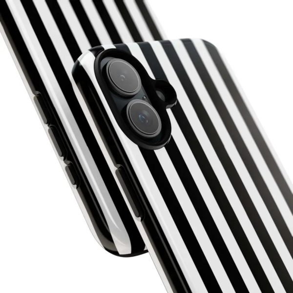 Black & White Horizontal Stripe Tough Phone Case for iPhone, Samsung, and Google Phones - Image 25