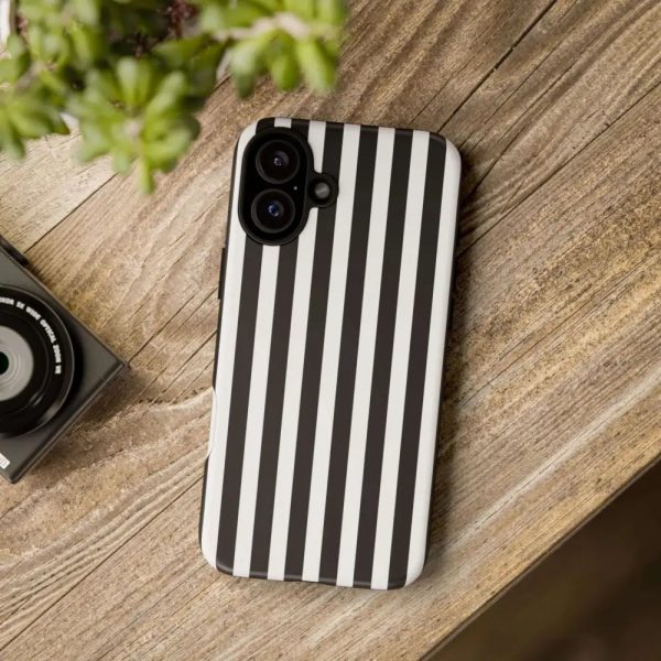 Black & White Horizontal Stripe Tough Phone Case for iPhone, Samsung, and Google Phones - Image 30