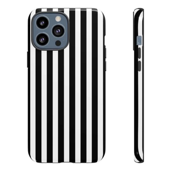 Black & White Horizontal Stripe Tough Phone Case for iPhone, Samsung, and Google Phones - Image 8