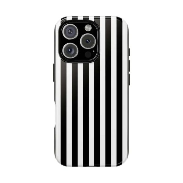 Black & White Horizontal Stripe Tough Phone Case for iPhone, Samsung, and Google Phones - Image 15