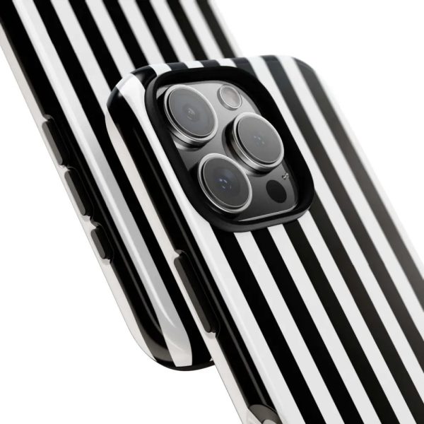 Black & White Horizontal Stripe Tough Phone Case for iPhone, Samsung, and Google Phones - Image 31