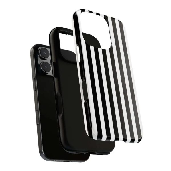 Black & White Horizontal Stripe Tough Phone Case for iPhone, Samsung, and Google Phones - Image 32