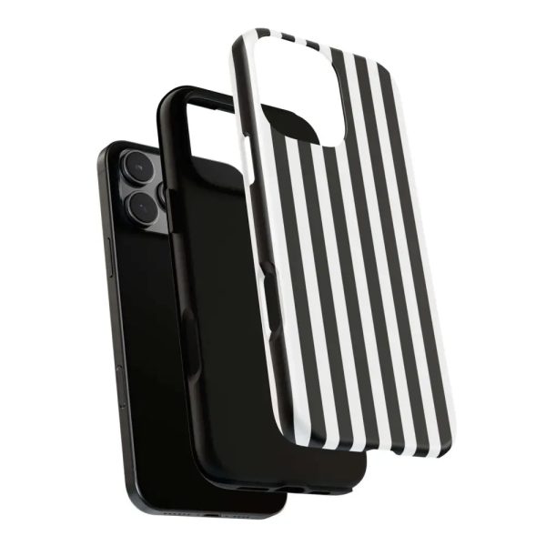 Black & White Horizontal Stripe Tough Phone Case for iPhone, Samsung, and Google Phones - Image 41